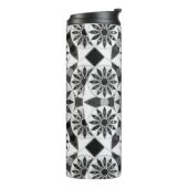 Mandala Muster, Schwarz, Weiß und Grau Thermosbecher (Nach links gedreht)
