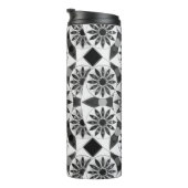 Mandala Muster, Schwarz, Weiß und Grau Thermosbecher (Nach rechts gedreht)