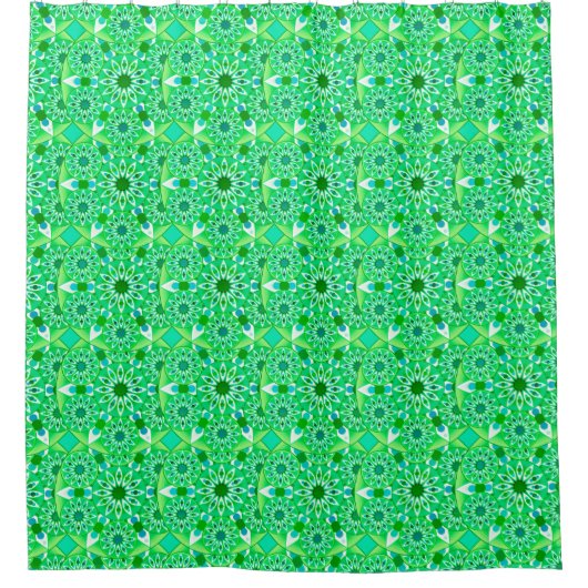 Mandala Muster, Smaragdgrün und Pfau Duschvorhang (Vorderseite)