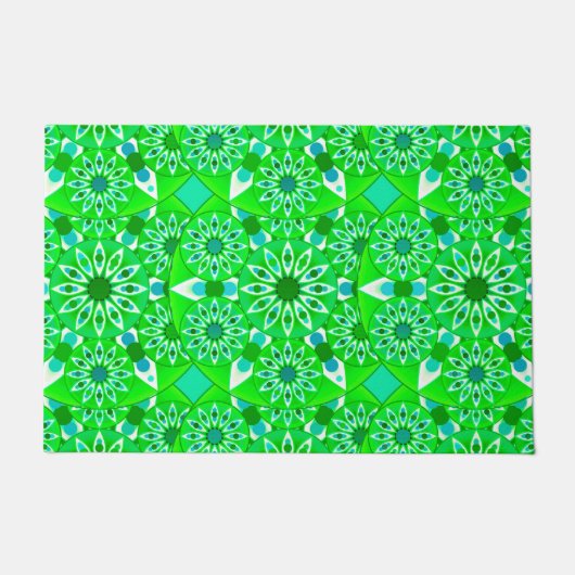 Mandala Muster, Smaragdgrün und Pfau Fußmatte (Vorderseite)