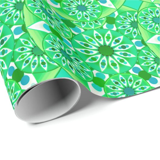 Mandala Muster, Smaragdgrün und Pfau Geschenkpapier (Rolleneckpunkt)