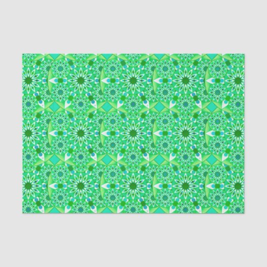 Mandala Muster, Smaragdgrün und Pfau Seidenpapier (Vorderseite)