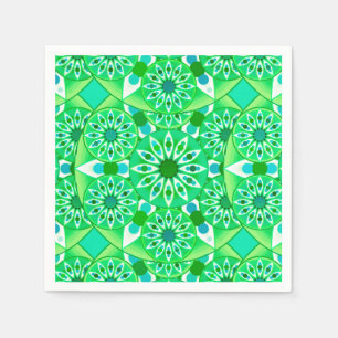 Mandala Muster, Smaragdgrün und Pfau Serviette