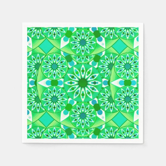 Mandala Muster, Smaragdgrün und Pfau Serviette (Vorderseite)