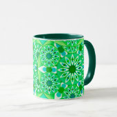 Mandala Muster, Smaragdgrün und Pfau Tasse (VorderseiteRechts)