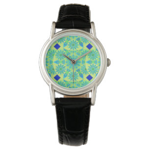 Mandala-Muster, türkis, blau, liengrün Armbanduhr