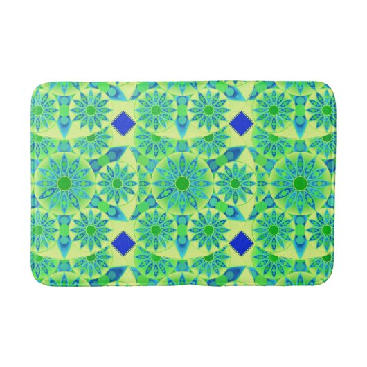 Mandala-Muster, türkis, blau, liengrün Badematte (Vorderseite)