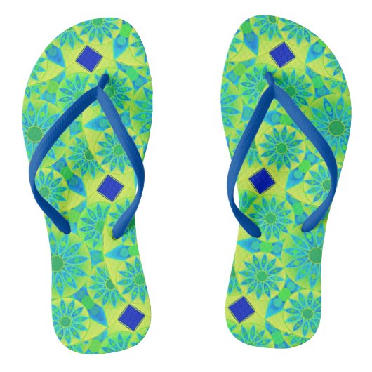 Mandala-Muster, türkis, blau, liengrün Badesandalen (Fußbett)