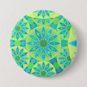 Mandala-Muster, türkis, blau, liengrün Button