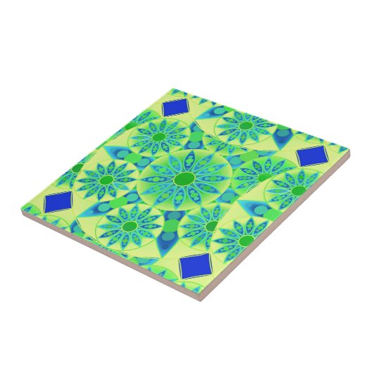 Mandala-Muster, türkis, blau, liengrün Fliese (Seite)