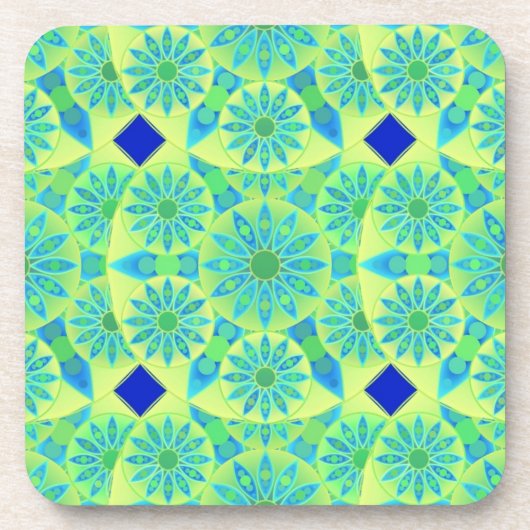 Mandala-Muster, türkis, blau, liengrün Getränkeuntersetzer (Vorderseite)