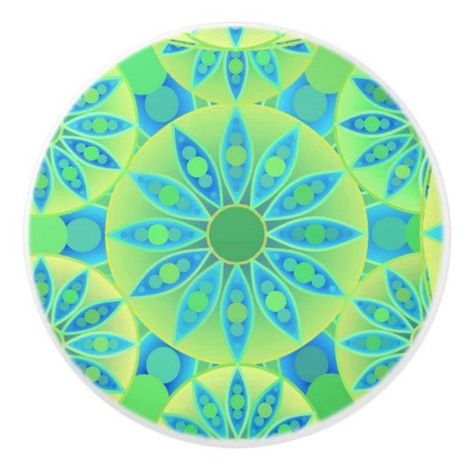 Mandala-Muster, türkis, blau, liengrün Keramikknauf (Vorderseite)