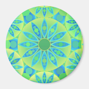 Mandala-Muster, türkis, blau, liengrün Magnet