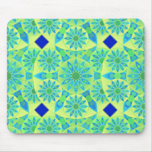 Mandala-Muster, türkis, blau, liengrün Mousepad