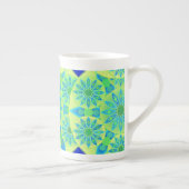 Mandala-Muster, türkis, blau, liengrün Porzellantasse (Rechts)