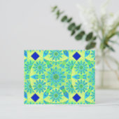 Mandala-Muster, türkis, blau, liengrün Postkarte (Stehend Vorderseite)