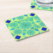 Mandala-Muster, türkis, blau, liengrün Rechteckiger Pappuntersetzer (angewinkelt)