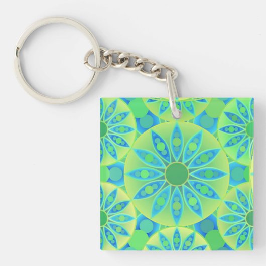 Mandala-Muster, türkis, blau, liengrün Schlüsselanhänger (Vorderseite)