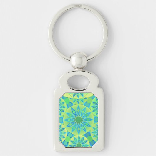 Mandala-Muster, türkis, blau, liengrün Schlüsselanhänger (Vorderseite)