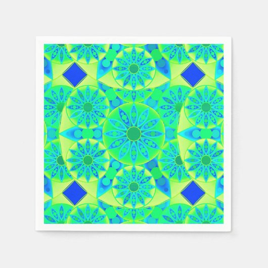 Mandala-Muster, türkis, blau, liengrün Serviette (Vorderseite)