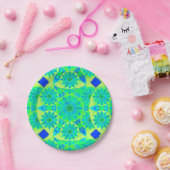 Mandala-Muster, türkis, blau, Limettengrün Pappteller (Party)