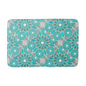 Mandala-Muster, türkis, silbergrau und weiß Badematte (Vorderseite)