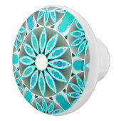 Mandala-Muster, türkis, silbergrau und weiß Keramikknauf (Rechts)