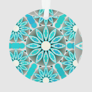 Mandala-Muster, türkis, silbergrau und weiß Ornament