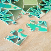 Mandala Muster, Türkis, Silbergrau und Weiß Puzzle (Seite)