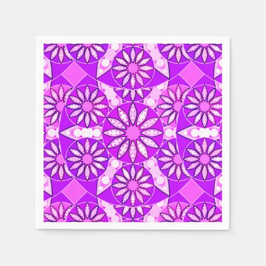 Mandala-Muster, violett, orchid und rosa Serviette (Vorderseite)