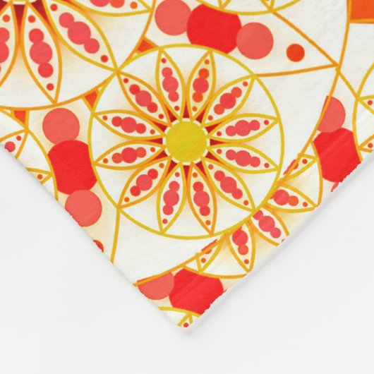 Mandala Muster, Ziegelrot, Rost, Gold Fleecedecke (Ecke)