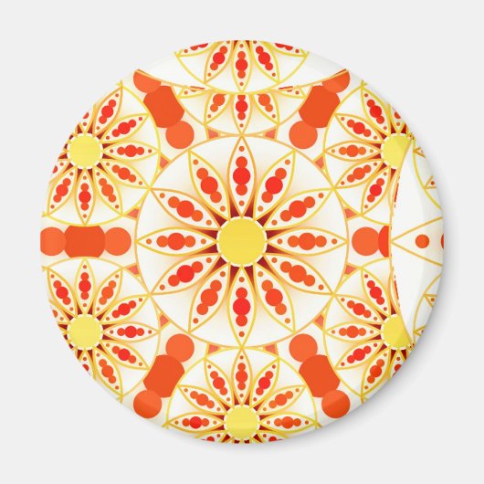 Mandala-Muster, Ziegelrot, Rost, Gold Magnet (Vorne)