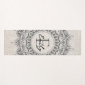 Mandala Name Monogram Monochrome Light Grau Yogamatte (Vorderseite (Horizontal))