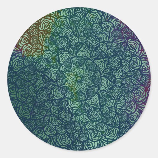 Mandala Nature Floral Runder Aufkleber (Vorderseite)