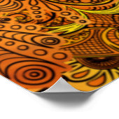 Mandala nature gold tentacles, flowers and leaves. poster (Ecke)