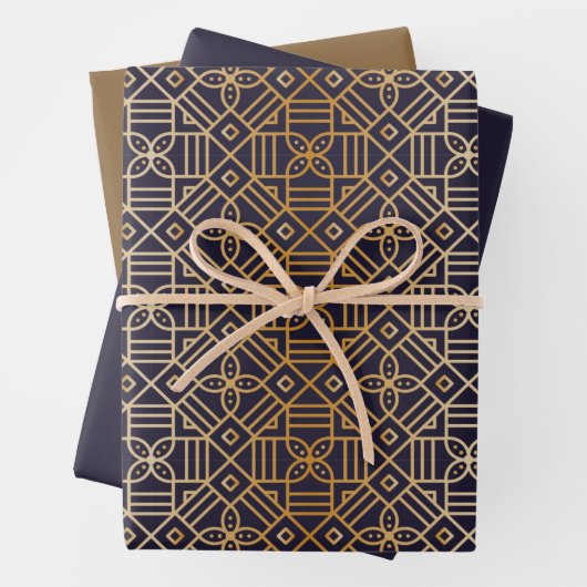 Mandala Navy und Gold Square Geschenkpapier Set (Beispiel)
