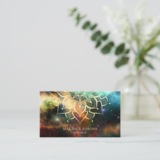 Mandala Nebula Yoga Instructor Yoga Teacher Zen Visitenkarte (Stehend Vorderseite)