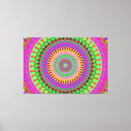 Mandala Neon Drehung Stretched Canvas Print Leinwanddruck