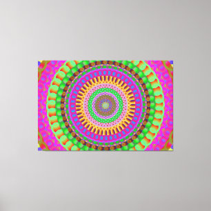 Mandala Neon Drehung Stretched Canvas Print Leinwanddruck