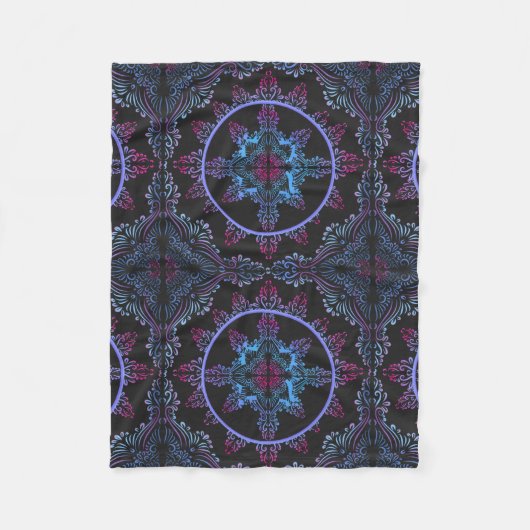 Mandala Night Blume Fleecedecke (Vorderseite)