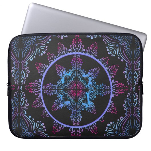Mandala Night Blume Laptopschutzhülle (Vorderseite)