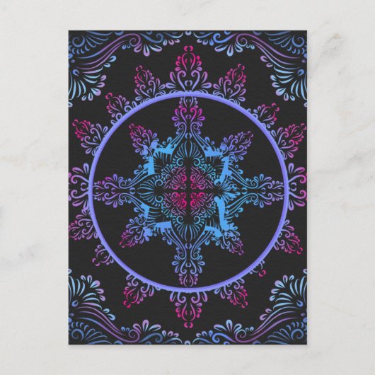 Mandala Night Blume Postkarte (Vorderseite)