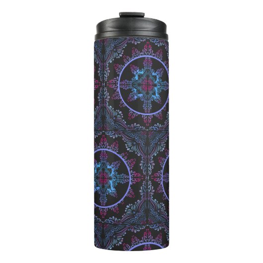 Mandala Night Blume Thermosbecher (Vorderseite)