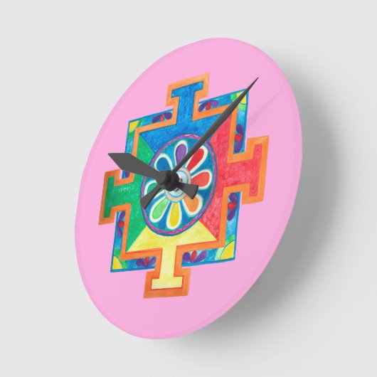 Mandala of Creation Runde Wanduhr (Winkel)