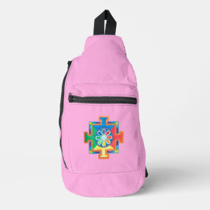 Mandala of Creation Wasserfarbe Rosa Crossbody Bag