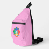 Mandala of Creation Wasserfarbe Rosa Crossbody Bag (Rechte Ecke)