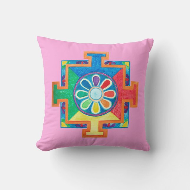 Mandala of Creation Watercolor Kissen (Vorderseite)