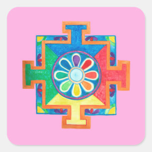 Mandala of Creation Watercolor Quadratischer Aufkleber
