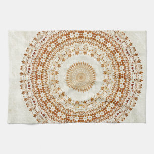 Mandala of Desire in Golden Yellow Küchentuch