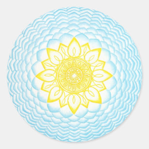 Mandala of Protection Blue Yellow Geometrie Runder Aufkleber
